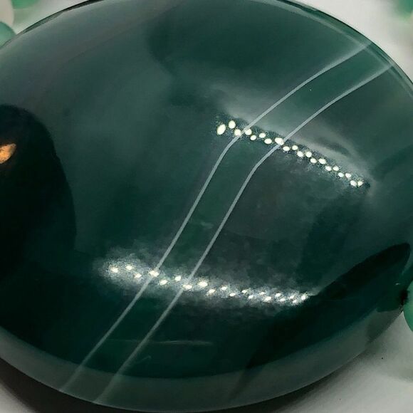 Unique Green Stone Gemstone Beaded Necklace with Sterling Silver Clasp - Picture 8 of 10